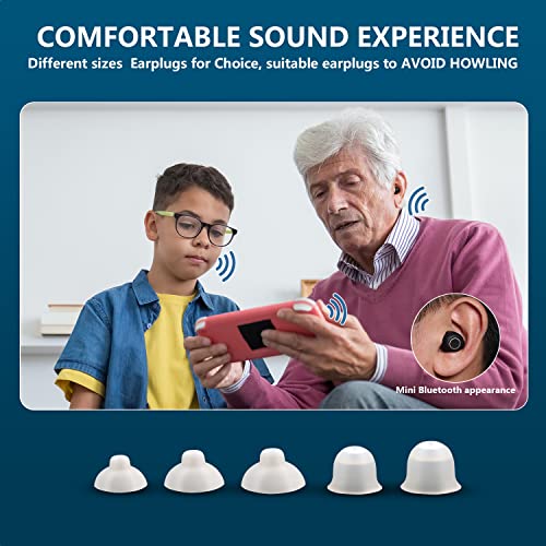 UPSOUND [Upgraded] Hearing Aids for Seniors Rechargeable with Noise Cancelling,Invisible Hearing Amplifier for Adults,Mini Portable Amplifier Earbuds 2-Pack with Charging Box(Black)