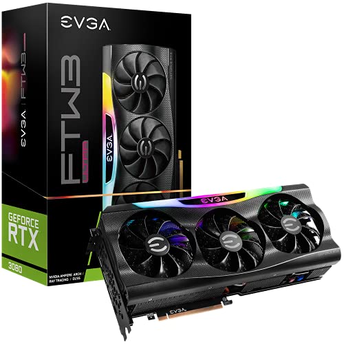 EVGA GeForce RTX 3080 FTW3 Ultra Gaming, 10G-P5-3897-KL, 10GB GDDR6X, iCX3 Technology, ARGB LED, Metal Backplate, LHR