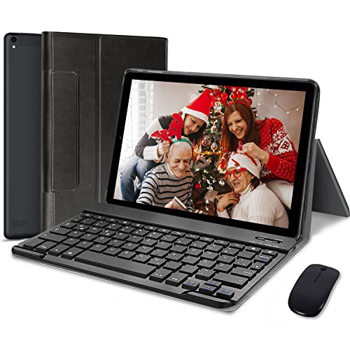 10.1-Inch Android Tablet with Keyboard, SIM 4G LTE/WiFi, 4GB RAM 64GB ROM 8000mAh Camera 13 MP Bluetooth, GPS, OTG, Type-C Google Tablets PC for Work, Video, Game, Kid, Travel(Black,P8