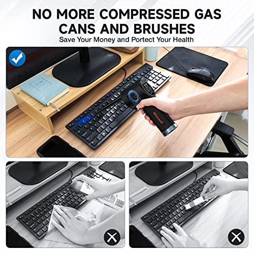 Air Duster for Computer Keyboard Cleaning - Cordless, Rechargeable 6000mAh Battery，Powerful 33000RPM and 10W Fast Charging Air Duster Compressed Air