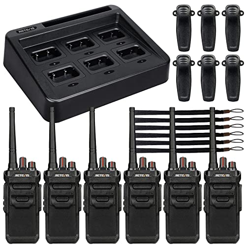 Retevis RT48 IP67 Waterproof Walkie Talkies,2 Way Radios Long Range, Rugged Two Way Radio for Construction with 6 Way Multi Unit Charger (6 Pack)