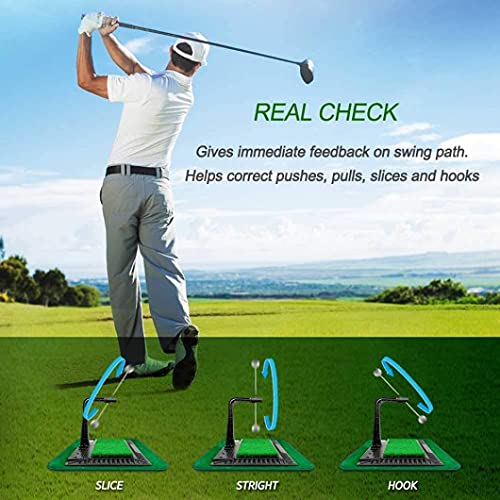 WINNER SPIRIT Real Swing 300 Golf Swing & Hitting Trainer, True Impact, Checking Path After Swing Practice Mat Groover Training Aid, Height Adjustable (All Set)