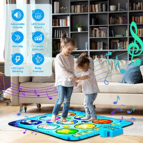 solumry Dance Mat Toys for Girls - Electronic Music Dance Pad with LED Lights, Animal Themed Dance Pad with 3 Game Modes and 8 Challenge Levels, Christmas Birthday Gift for Kids 3-12 Year Old