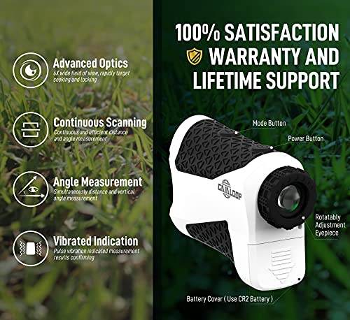 Laser Golf Rangefinder with Slope, Golf Range Finder, Flagpole Lock Yardage Devices with Vibration, High-Precision 6X 650 Disc for Golfing, Hunting, Target Shooting, Focus, Angle & Distance