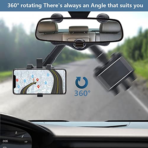 Multifunctional Rearview Mirror Phone Holder for Car 360°Rotatable and Retractable Car Phone Holder,2022 New Car Rearview Hand Free Phone Stand Holder for All Mobile Phones and All Cars