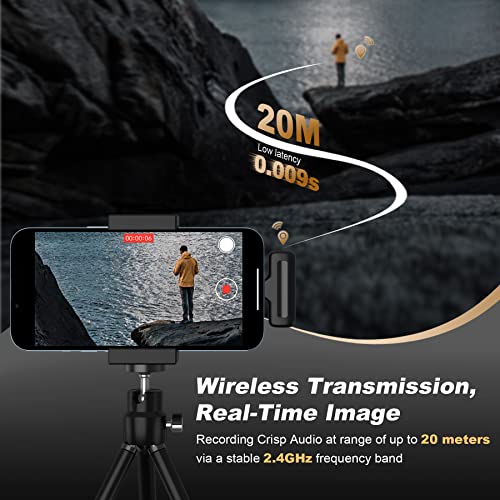 INSMY Wireless Lavalier Microphone for iPhone iPad, 2.4GHz Clip-on Lapel Mic with Charging Case for YouTube Vlog Interview TikTok Podcast,3 Levels Noise Cancellation Auto Sync Low Latency(Plug-Play)