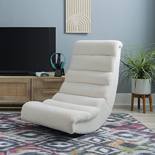 Linon Cream Sherpa Lars Gaming Rocking Chair, 8.25" Seat Height