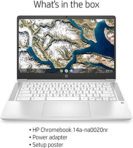 HP Chromebook 14" HD Thin and Light Laptop, Intel Celeron N4000 Dual-Core Processor, 4GB RAM, 32GB eMMC, Backlit Keyboard, WiFi, Up to 13 hrs Battery Life, Chrome OS, Ceramic White