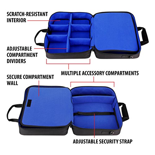 USA GEAR Console Carrying Case - PS4 Case Compatible with Playstation 4 Slim, PS4 Pro, and PS3 - Customizable Interior Stores PS4 Games, PS4 Controller, PS4 Headset, and More Gaming Accessories (Blue)