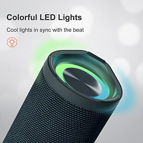 HEYSONG Portable Bluetooth Speaker, Waterproof Wireless Outdoor Speakers with LED Light, Enhanced Bass, IPX7 Floating, 40H Play, TF Card, True Wireless Stereo for Party, Shower, Biking, Gifts for Men