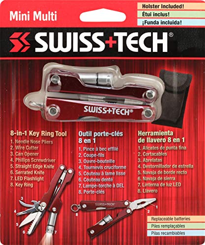 Swiss+Tech ST35000 Metallic Maroon 8-in-1 Mini Pocket Multitool for Camping, Sports, Hardware