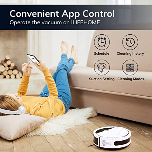 ILIFE V9e Robot Vacuum Cleaner, 4000Pa Max Suction, Wi-Fi Connected, Works with Alexa, 700ml Large Dustbin, Self-Charging, Customized Schedule, Ideal for Pet Hair, Hard Floor and Low Pile Carpet.