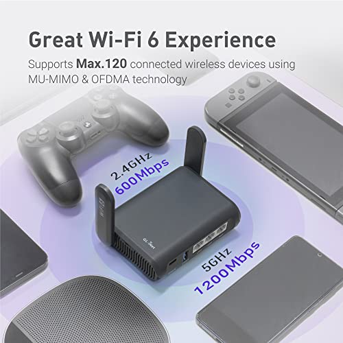 GL.iNet GL-AXT1800 (Slate AX) Pocket-Sized Wi-Fi 6 Gigabit Travel Router, Extender/Repeater for Hotel&Public Network, VPN Client&Server, OpenWrt, Adguard Home, USB 3.0, Network Storage, TF Card Slot