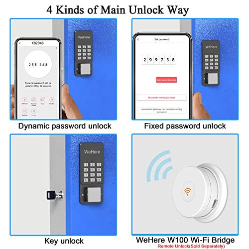 WeHere Key Lock Box (96 Keys Plus) with APP, Large Key Cabinet Wall Mount,Electronic Locking Key Box use OTP/Bluetooth/Fixed Password Unlock, APP Remote Permission Sharing Great for Car Dealership