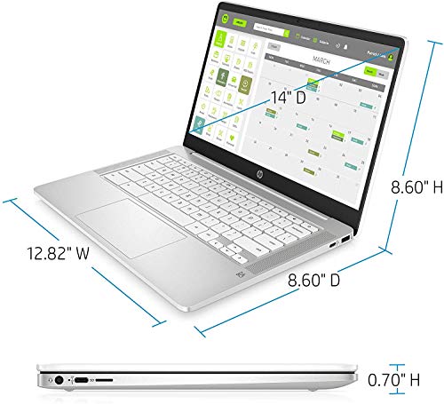 HP Chromebook 14" HD Thin and Light Laptop, Intel Celeron N4000 Dual-Core Processor, 4GB RAM, 32GB eMMC, Backlit Keyboard, WiFi, Up to 13 hrs Battery Life, Chrome OS, Ceramic White