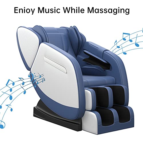 SMAGREHO 2022 New Massage Chair Recliner with Zero Gravity, Full Body Air Pressure, Heat and Foot Roller Included, Blue