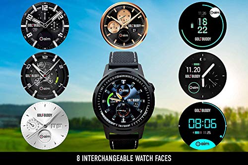 Golf Buddy Aim W10 Bluetooth Wireless Golf GPS Smartwatch Bundle with 5 Ball Markers and 1 Hat Clip - GPS Rangefinder Watch - Black