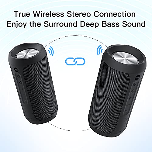 EDUPLINK Portable Bluetooth Speaker Waterproof IPX7 Wireless Speaker with 20W Louder Speakers Switch Between Bluetooth Pairing and Aux-in Mode by Phone Button Black