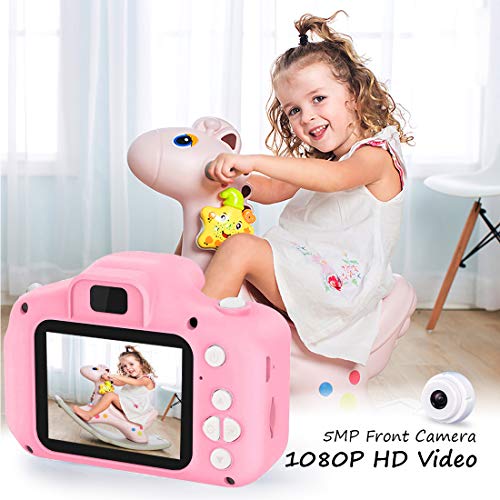 Digital Camera for Kids,hyleton 1080P FHD Kids Digital Video Camera Camcorder for 3-10 Years Girls Gift with 32GB SD Card & 2 Inch IPS Screen (Pink)