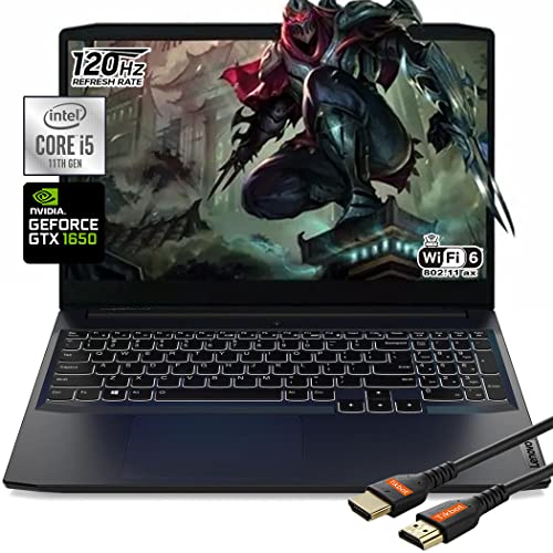 Lenovo IdeaPad3 Gaming Laptop, Intel Core i5-11300H, 15.6inch FHD IPS Display, 120Hz Refresh Rate, Backlight Keyboard, Wi-Fi 6, USB Type-C, Webcam, Windows 11, HDMI Cable (8GB RAM | 256GB PCIe SSD)