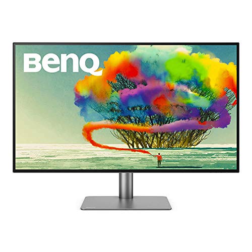 BenQ PD3220U 32 inch 4K Monitor IPS | HDR | AQCOLOR | Display P3 |Grey & ScreenBar Plus e-Reading LED Computer Monitor Light Lamp with Desktop Dial, Auto-Dimming and Hue Adjustment, Matte Silver