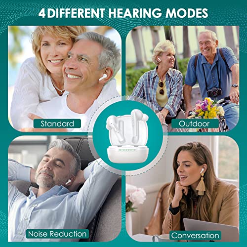 Orkeen Hearing Amplifier for Aid Adults Seniors Rechargeable with noise cancelling, Digital Signal In-Ear Detection 4 Hearing Programs Dual Microphones with Charge Carrying Case, Hearing Aids