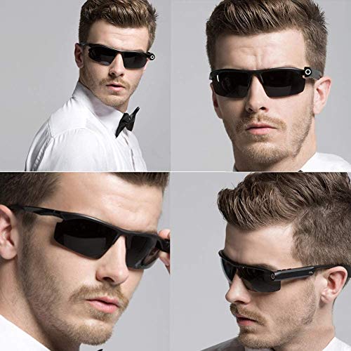 Qin Smart Sunglasses, 720P HD Video Sunglasses Black Sports Glasses Camera with UV Protection Smart Glasses