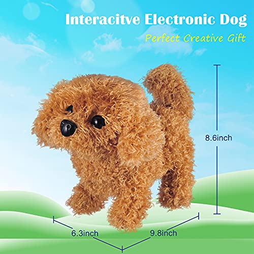 WorWoder Plush Teddy Toy Puppy Electronic Interactive Pet Dog - Walking, Barking, Tail Wagging, Stretching Companion Animal for Kids Children (Teddy Dog)