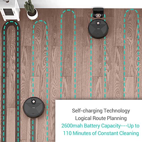Famree MT-200 Robot Vacuum Cleaner, 1800Pa Strong Suction WiFi/App Self-Charging Robotic Vacuums Quiet Mini Vacuum for Hard Floor, Low/Medium-Pile Carpets
