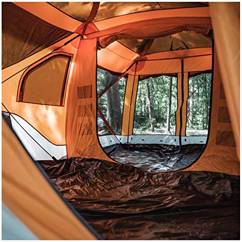 Gazelle Tents™, T4 Plus Hub Tent, Easy 90 Second Set-Up, Waterproof, UV Resistant, Convertible Screen Room, Removable Floor, Ample Storage Options, 4-8 Person, Sunset Orange, 78" x 94" x 165", GT450SS