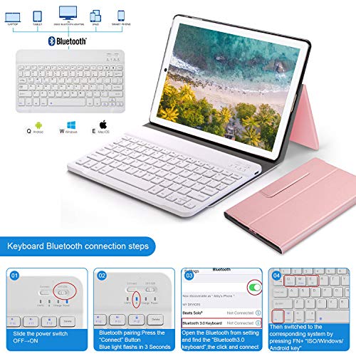 2 in 1 Tablets, 10 Inch Android 11.0 Tablet PC with Wireless Keyboard Case, 4GB RAM 64GB ROM/128GB Computer Tablets, Quad Core, HD/IPS, 8000mAh, 13MP Dual Camera, Dual 4G SIM, WiFi