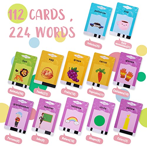 2nd Generation Talking Flash Cards Learning Toys for Toddlers, Montessori Educational Learning Toys for Autistic Children 224 Sight Words Speech Therapy Toys for 2-6 Year Old Boys Girls