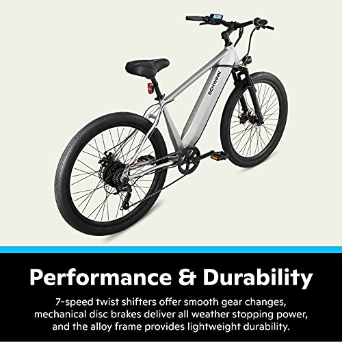 Schwinn Marshall Adult Electric Hybrid Bike, Small/Medium Step-Over Frame, 7 Speed, 27.5-Inch Wheels, Matte Grey