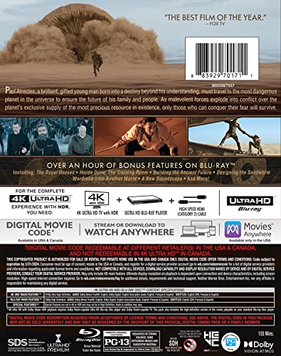 Dune (4k Ultra HD + Blu-Ray + Digital) [4K UHD]
