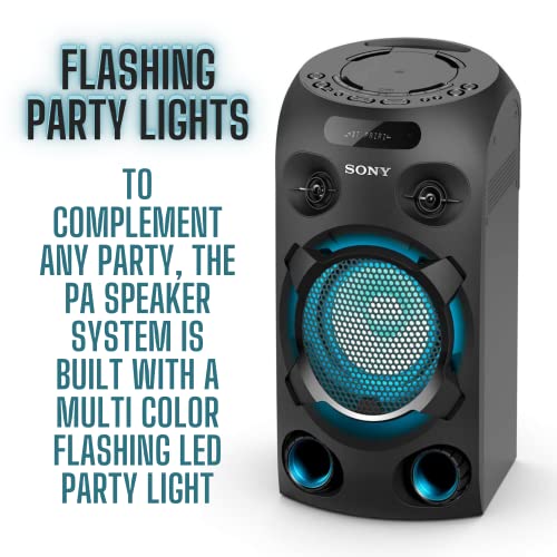 Sony Bluetooth Party Speaker Home Audio System Loud Bass Speaker LED Lights Outdoor Portable Party Speakers Voice Control NFC USB CD and DJ Sound, Remote Control with NeeGo 3.5mm Jack + Aux