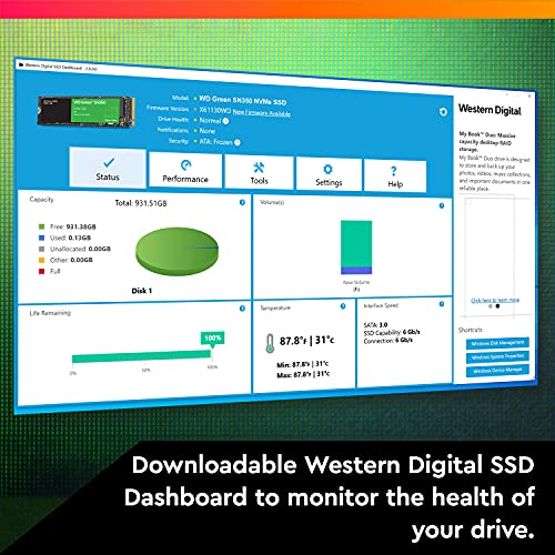 Western Digital 2TB WD Green SN350 NVMe Internal SSD Solid State Drive - Gen3 PCIe, QLC, M.2 2280, Up to 3,200 MB/s - WDS200T3G0C