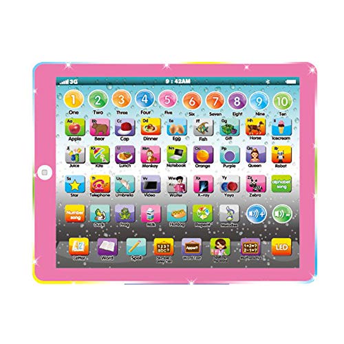 Wenbeier Kids Tablet/Learning Pad/Toddler Tablet with ABC/Word/Song/Music/Number Electronic Interactive Toy for Educational Preschool Boys & Girls 3-8 Years Old