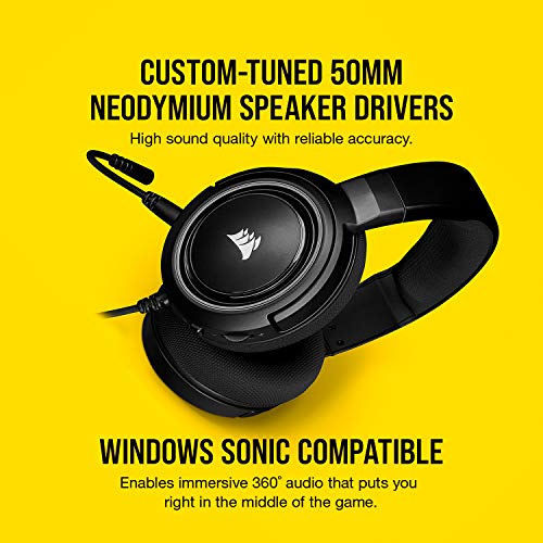 Corsair HS35 - Stereo Gaming Headset - Memory Foam Earcups - Works with PC, Mac, Xbox Series X, Xbox Series S, Xbox One, PS5, PS4, Nintendo Switch, iOS and Android - Carbon (CA-9011195-NA)