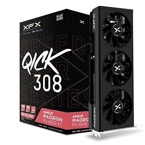 XFX Speedster QICK308  Radeon RX 6650XT Ultra Gaming Graphics Card with 8GB GDDR6 HDMI 3xDP, AMD RDNA 2 RX-665X8LUDY