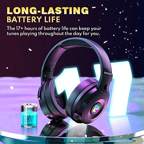 BENGOO 2.4G Wireless Gaming Headset Headphones with Microphone for PS4 PS5 PC, 3.5mm Wired Mode for Switch Xbox Controller, Noise Cancelling Over Ear with 7.1 Surround Sound, Up to 17 Hrs