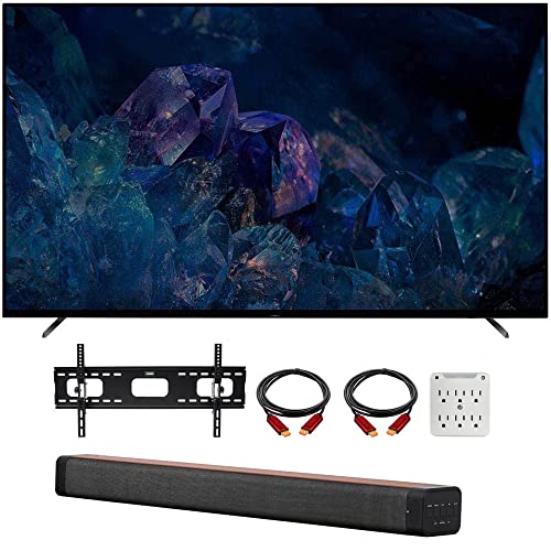 Sony XR55A80K Bravia XR A80K 55 inch 4K HDR OLED Smart TV 2022 Model Bundle with Deco Gear 60W 2.0 Channel Soundbar, 37"-100" TV Wall Mount Bracket Bundle and 6-Outlet Surge Adapter