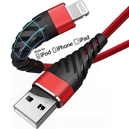[Apple MFi Certified] iPhone Charger 6ft, Lightning Cable 6 Foot,2 Pack Long Durable Braided,6 feet Nylon Metal Connector Phone Charging Cord Compatible with iPhone X/XS Max/XR/8 Plus/7/6/5/SE, iPad