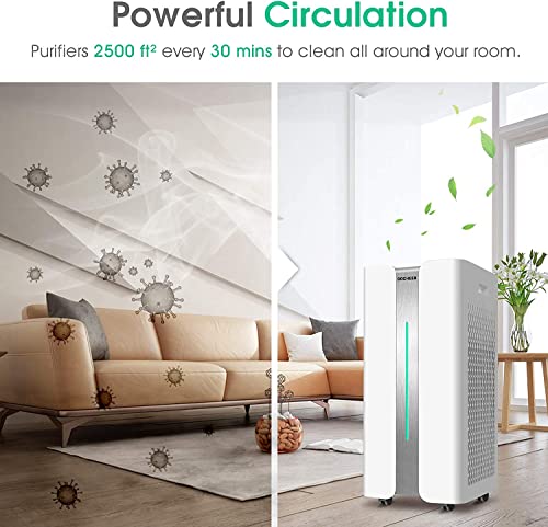 Gocheer Air Purifier for Extra Large Room with H13 True HEPA Filter 2,500 Sq ft Coverage Smart Air Cleaner for Home Eliminate Smoke Dust Pollen Mold Pet Dander Allergens Gases