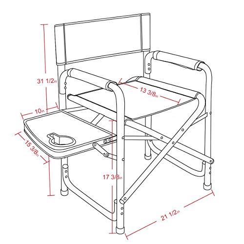 Portal Steel Frame Folding Outdoor Director's Camping Chair with Side Table, Blue/Grey