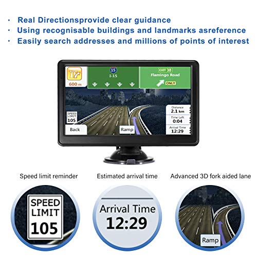 2022 Upgrade GPS Navigation for Car Truck, 7 inch Touch Screen GPS Navigation System, Free Lifetime Map Updates, Speed/Traffic/Height Limit/Weight Limit Warning, Spoken Turn-by-Turn Directions