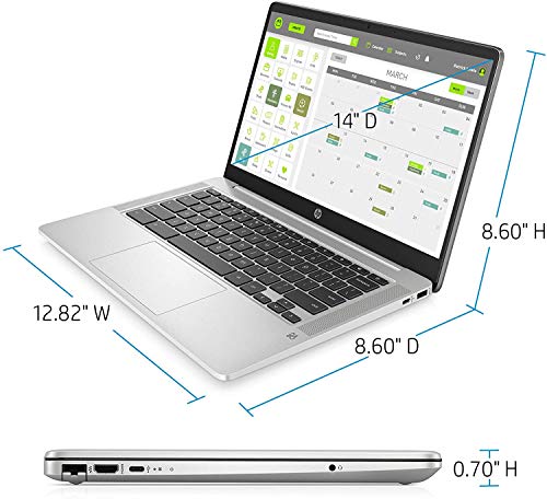 HP 14 Chromebook Laptop Computer 14" HD SVA Anti-Glare Display Intel Celeron Dual-Core N5000 Processor 4GB DDR4 64GB eMMC Backlit WiFi Webcam Chrome OS Google Classroom Compatible w/ 32GB SD Card