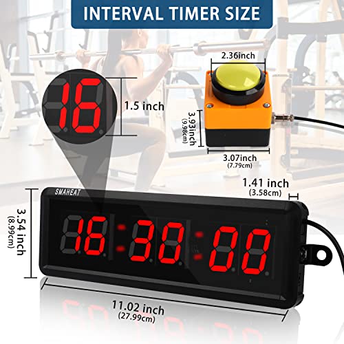 SMAHEAT 1.5" Electronic Fitness Timer, Interval Timer with Clear LED, Stopwatch with Remote Control for School/Quiz/Home Workout/Gym/Weight Room