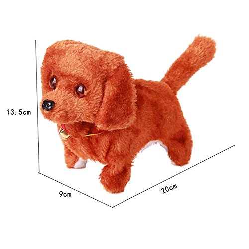 CUGBO Walking Barking Dog Plush Stuff Pet Puppy Kids Toy Sound and Light Electronic Dog Toy, Battery Powered(Brown)