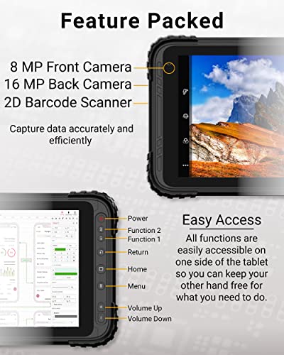 Rugged Tablet for Enterprise Mobile Field Work (Android) - 8" Inch + 2D Scanner, 4GB RAM/64GB, Android 10, Sunlight Readable, 16MP Camera, NFC, GPS, 4G LTE, IP67, Dust/Drop/Water Proof