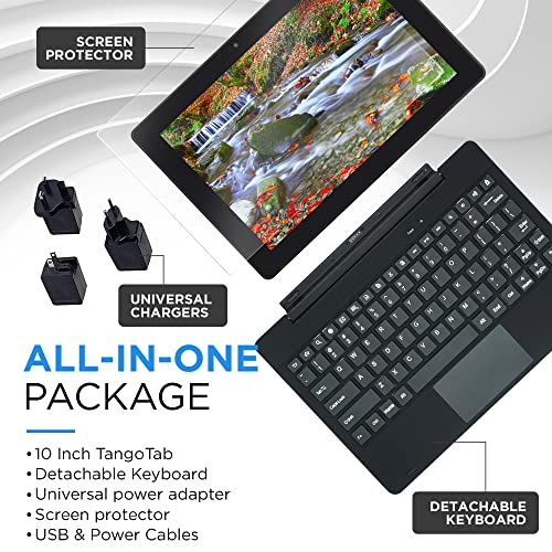 [3 Bonus Items] Simbans TangoTab 10 Inch Tablet and Keyboard 2-in-1 Laptop, 4 GB RAM, 64 GB Disk, Android 10, Mini-HDMI, Micro-USB, USB-A, Inbuilt GPS, Dual WiFi, Bluetooth Computer PC - TLX